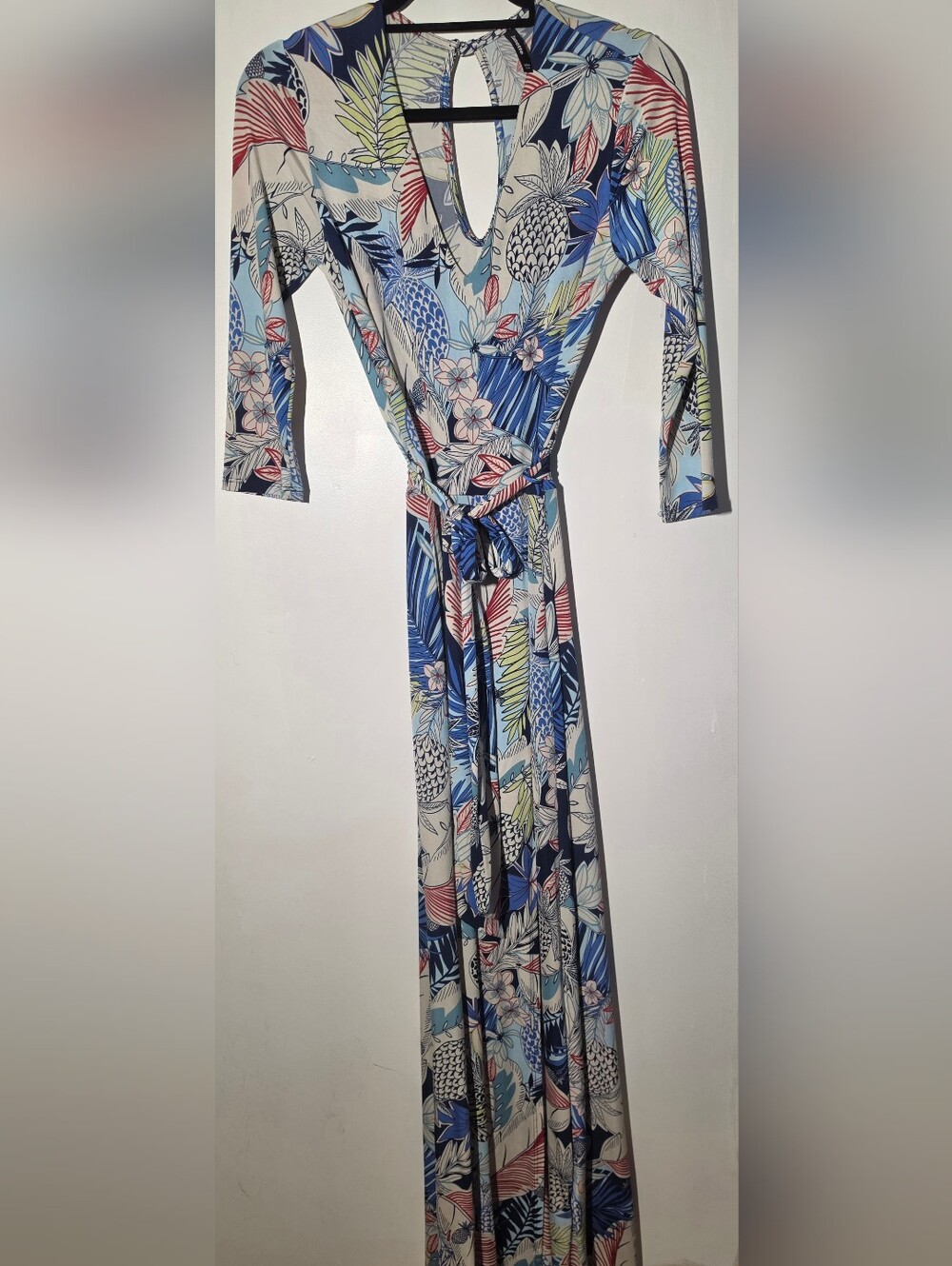 Floral Wrap Maxi Dress in Blue Multi